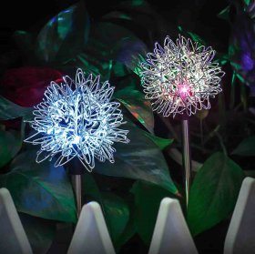 Dandelion Solar LED Garden Lights,2 Packs Outdoor Waterproof Decorative Lamp for Garden, Patio, Lawn, Party, Pathway Decoration