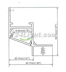 LED Aluminium Channel 1 Meter(39.4inch) 50mm(H) x 45.7mm(W) suit for max 19.6mm width strip light