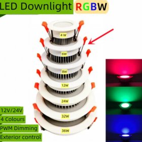 4 Pack RGBW Super Bright Modern Recessed LED Lighting 6W/8W 12V White Round LED Embedded Panel Lights Aluminum Indoor Ceiling Downlight Hotel Lighting Bar Lighting Dancing Room Lighting Restaurant Lighting