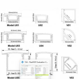Silver U05 36x24mm U-Shape LED Aluminum Profile Kit for LED Strip Installation