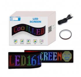 Model 1696 Small Flexible USB 5V Car LED Sign Bluetooth App Control Display Screen Text Pattern Animation LED sign display for Car Windows, Shop, Bar and Entrance Sign
