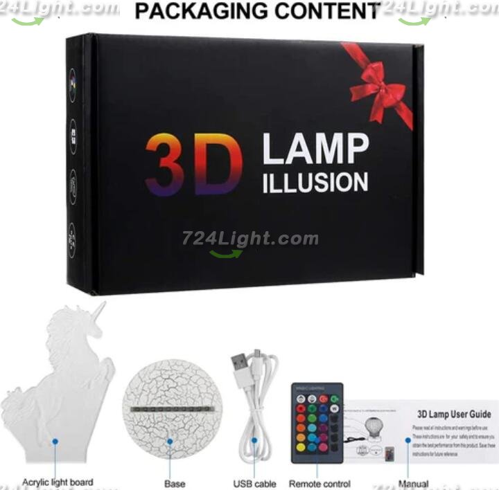 Transportation Images 3D Illusion LED Night Light w/ 16 Colors Remote Touch Switch Adjustable Brightness for Kids Bedroom Decoration