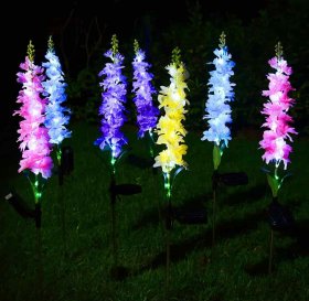 Solar Garden Lights, 5 Pack Waterproof Solar Violet Lights Flower Stakes for Landscape Path Yard Lawn Decoration