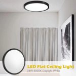 2 Pack 12 Inch 24W Flush Mount LED Ceiling Light 2800 LM Black Round LED Ceiling Lamp
