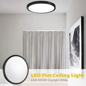 2 Pack 12 Inch 24W Flush Mount LED Ceiling Light 2800 LM Black Round LED Ceiling Lamp