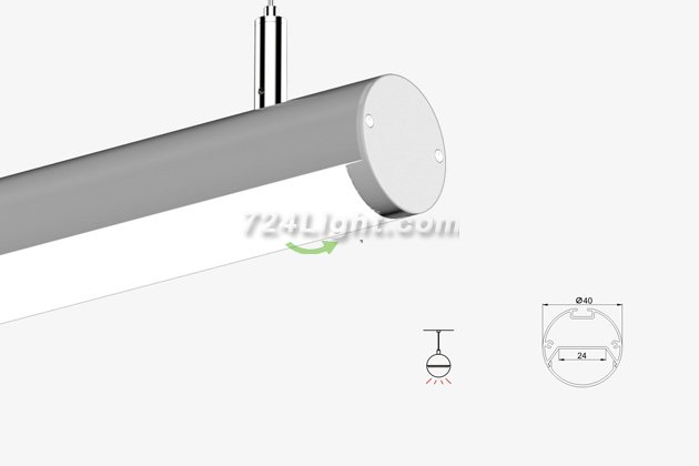 2.5 meter 98.4\" Aluminum LED Suspended Tube Light LED Profile Diameter 40mm suit 24mm Flexible led strip light