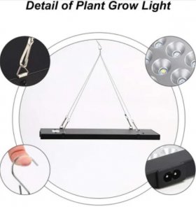 Black Oblong 40W AC85~265V LED Grow Light for Indoor Plant, Full Spectrum Panel Grow Light with IR UV, Indoor Plant Growing Lamp for Succulents, Veg and Flowering/Greenhouse Hydroponic