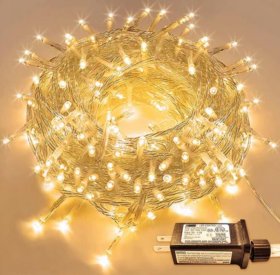 2pcs Pack of 66ft 200 LED Christmas String Lights Indoor Outdoor Waterproof Christmas Lights Clear Wire, 8 Modes Twinkle Lights Plug in for Tree Room Bedroom Wedding Christmas Decorations