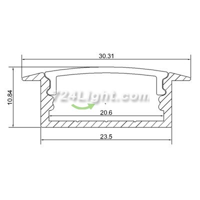 2.5 meter 98.4" Super wide 20mm Strip Recessed LED Aluminium Extrusion Recessed LED Aluminum Channel LED Profile