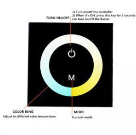 12V-24V DC TM07 Wall Panel Touchable Color Ring LED Controller for Dual White Color Temperature Adjustable LED Strips