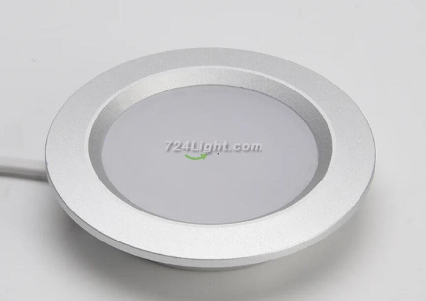 4pcs Pack LED Under Cabinet Lighting 2.5W 12VDC Ultra Thin, 3 Switches are Available Controllable Puck Light for Motorhome, Caravan, Truck, Kitchen, Wine Cabinet, Wardrobe
