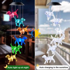 Outdoor Solar Dog Wind Chime Lights for Garden, Patio, Party, Yard, Window, Outdoor Decorations