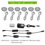 6pcs Packing Rounded LED Stainless Steel Under Cabinet Lighting 2W 12VDC 3 Switches are Available Controllable Puck Light for Motorhome, Caravan, Truck, Kitchen, Wine Cabinet, Wardrobe