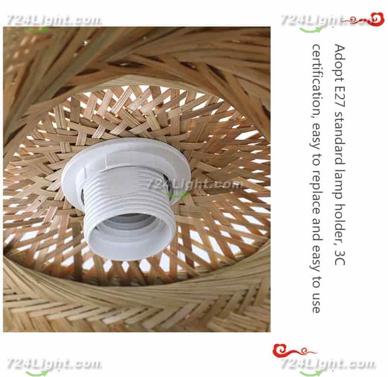 Bamboo Woven Pendant Light Fixture, 16 Inch Retro Art Shade Ceiling Light