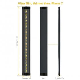 1 PACK 7mm Thick Black Finish LED Under Cabinet Lighting Dimmable Kit CRI90 300LM SMD2835 12V 5W with Dimmer & Power Supply Included