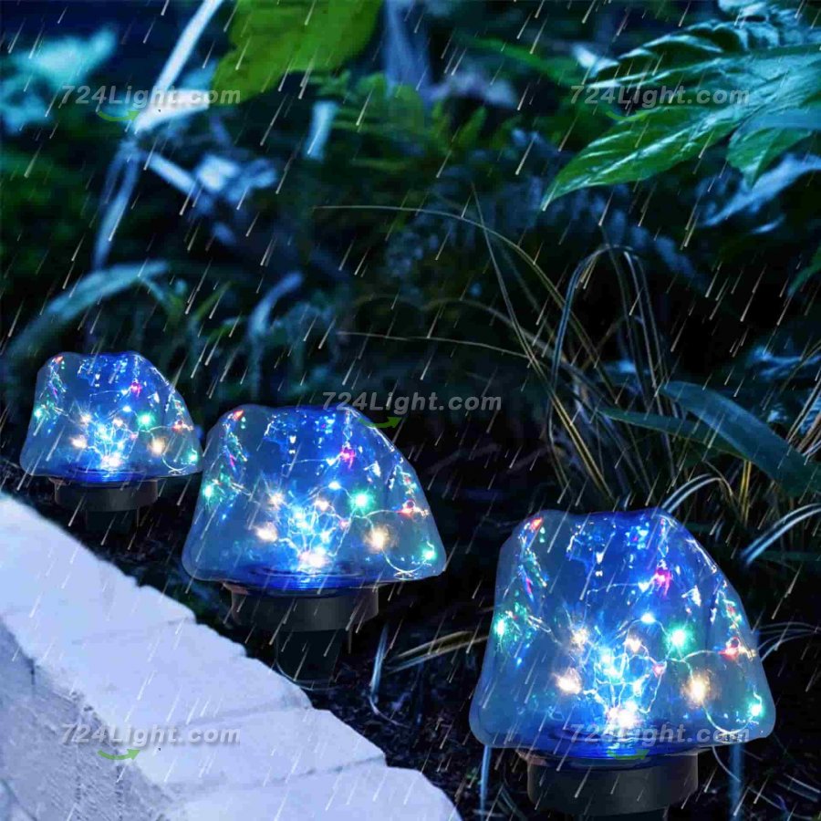 Solar Colorful Stone Lights, Outdoor Floor Plug Lights For Lawn Garden Park Decorative LED Lights