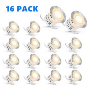 16 Pack Outdoor Recessed LED Deck Lights Kits IP67 Waterproof Inground LED Step Lights Kit for Garden, Yard, Steps, Bath Room and Kitchen