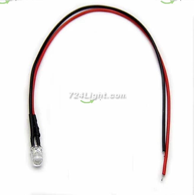 50pcs Pack 10mm LED Pre Wired light 3V/6V/12V/24V 20cm F10 Straw Hat Round Top Bulbs Light Lamp for DIY Car Boat Toys Party lighting Project