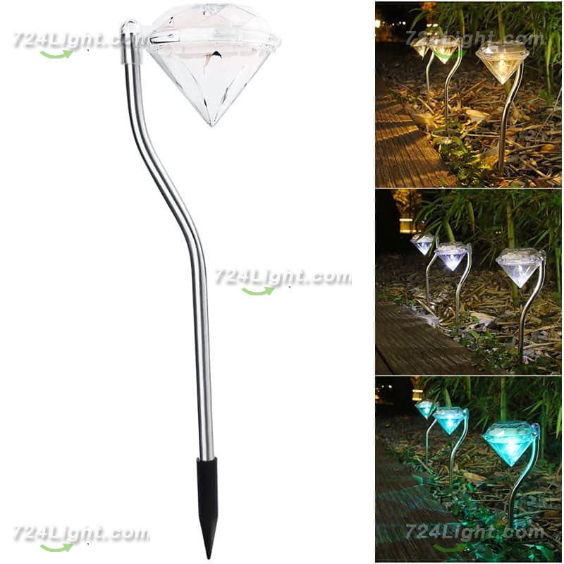 Outdoor Solar Diamond Lights, 2 Pack Solar Lawn Lights for Garden Terraces, Flowerbeds, Lawn Paths