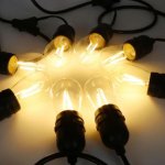 1Pack - Dimmable Waterproof LED Outdoor String Lights - Hanging, 2W Edison Bulbs - 48Ft Commercial Lights for Decor for Patio, Backyard, Garden, S14 Black - Warm White