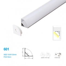 15.8*15.8MM Mini V Shape Corner LED Profile with Arched White Cover for Corner Mounting