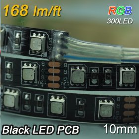 Black PCB Black RGB 5050 LED Flexible 12V Strip 10mm width 5 Meter(16.4ft) 300LEDs