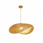 Bamboo Woven Pendant Light Fixture, 16 Inch Retro Art Shade Ceiling Light