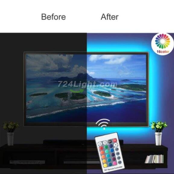 5V 3M/9.9ft LED TV Backlights USB Powered Bias Lighting Kit with RF Remote (16 Colors and 4 Dynamic Modes) for HDTV/PC Monitor/Home Theater
