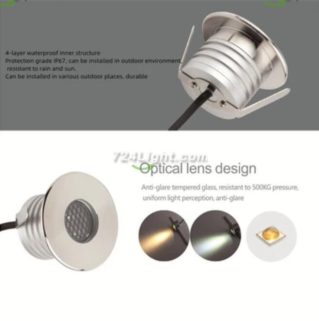 6PCS Pack 3W DC12V-24V IP67 Anti-Glare Mountable Outdoor Underground Light Stainless Steel Dimmable Honeycomb Step Light