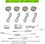 4pcs Pack Round LED Under Cabinet Lighting Stainless Steel LED Puck Light 2W 12VDC, 3 Switches Optional Controllable Puck Light for Motorhome, Caravan, Truck, Kitchen, Wine Cabinet, Wardrobe