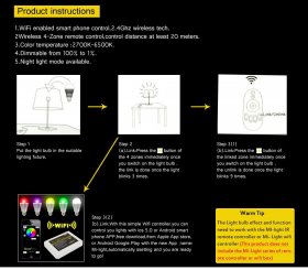 85-265V Milight 2.4G Wireless E27 6W Color Temperature 3000K-6000K Adjustable LED Bulb Lamp Brightness Adjust Dual White LED Bulb