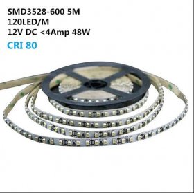 12V Dimmable SMD3528-600 Flexible LED Strips 120 LEDs Per Meter 8mm Width 600lm Per Meter