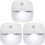 3 Pack LED Motion Sensor Light, Cordless Battery-Powered LED Night Light, Wall Light, Closet Lights, Safe Lights for Stairs, Hallway, Bathroom, Kitchen, Cabinet (White)