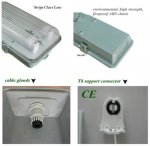 Stripe Clear Cover T8 LED Tube Lights with Striped Clear Tri-proof T8 Tube Fixture for Double Tube