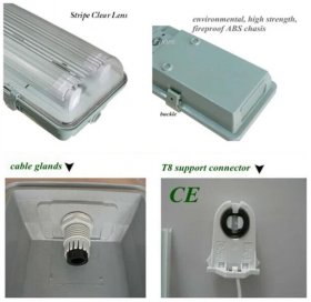 Stripe Clear Cover T8 LED Tube Lights with Striped Clear Tri-proof T8 Tube Fixture for Double Tube