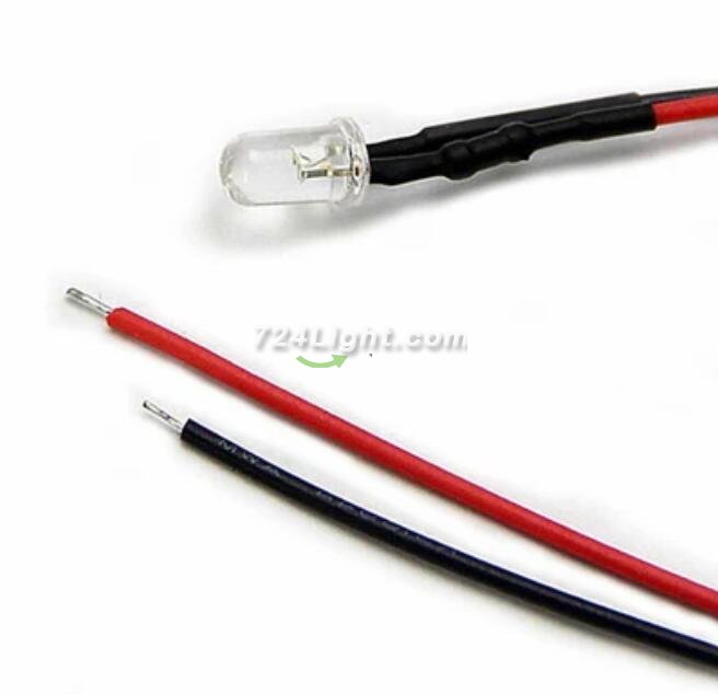 50pcs Pack 10mm LED Pre Wired light 3V/6V/12V/24V 20cm F10 Straw Hat Round Top Bulbs Light Lamp for DIY Car Boat Toys Party lighting Project