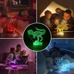 Animal Images 3D Illusion LED Night Light w/ 16 Colors Remote Touch Switch Adjustable Brightness for Kids Bedroom Decoration