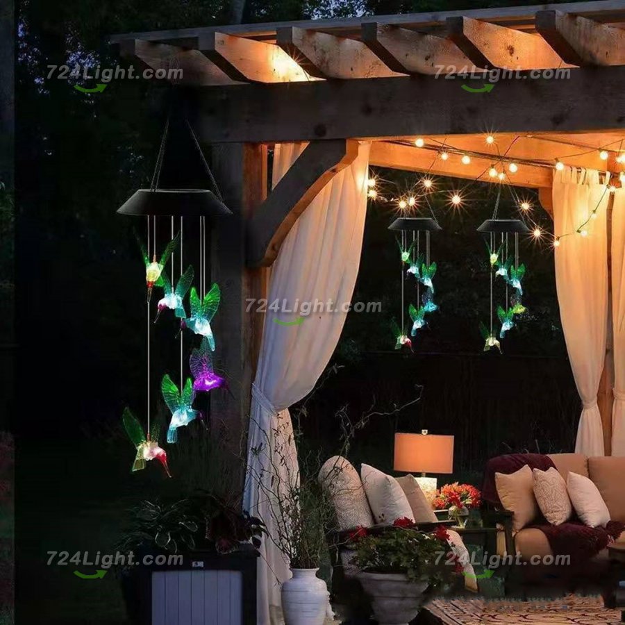 Solar Hummingbird Wind Chime Lights for Garden, Patio, Party, Yard, Window, Outdoor Decorations