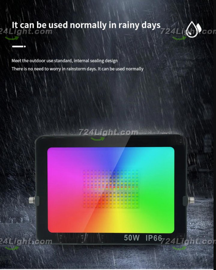 2 Pack 30W RGBCW Outdoor LED Floodlight WiFi Bluetooth RGBCW 2700K-6500K & 16 Million Colors, LED Landscape Lights, IP66 Waterproof