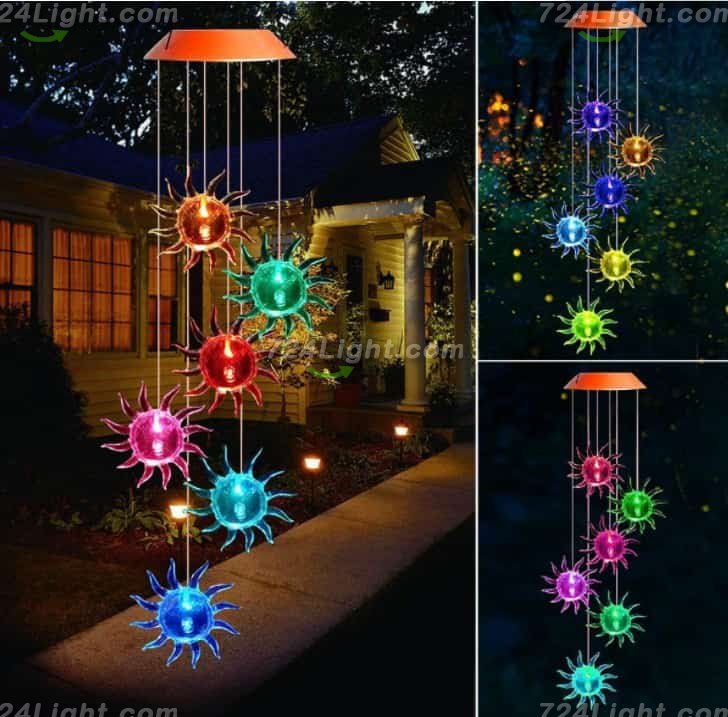 Outdoor Solar Sunflower Wind Chime Lights for Garden, Patio, Party, Yard, Window, Outdoor Decorations