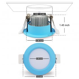 5W LED RECESSED LIGHTING DIMMABLE BLUE DOWNLIGHT, CRI80, LED CEILING LIGHT WITH LED DRIVER