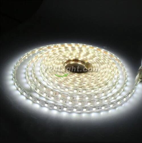 AC 110V 220V SMD5050 High Voltage Flat Strip Light 60 LEDs Per Meter 12mm Width with Wall Outlet Power Plug