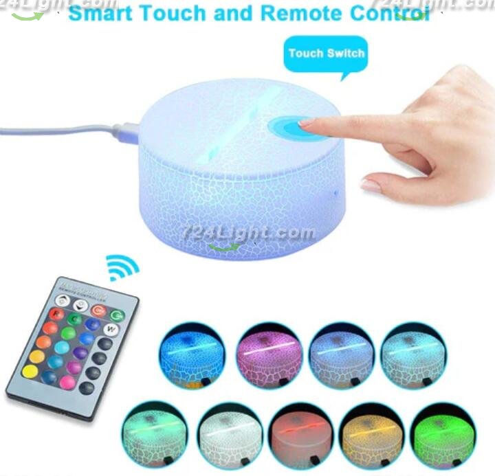 Animal Images 3D Illusion LED Night Light w/ 16 Colors Remote Touch Switch Adjustable Brightness for Kids Bedroom Decoration