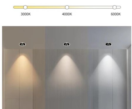 (image for) 12W Recessed Downlight Aluminum High Display Deep Anti-glare LED Intelligent Control Spotlight Living Room Bedroom Ceiling Light
