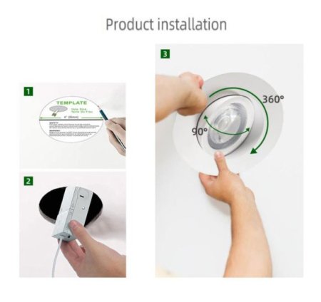 (image for) 9W Downlight 360 Degree Rotating Embedded Universal Adjustment LED Spotlight COB Home Living Room Downlight