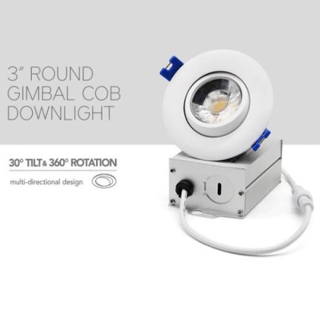 (image for) 9W Round Adjustable COB Downlight Aluminum Home Recessed Living Room Bedroom Ceiling Light