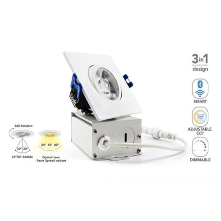 (image for) 9W Square Adjustable COB Downlight Aluminum Home Recessed Living Room Bedroom Ceiling Light