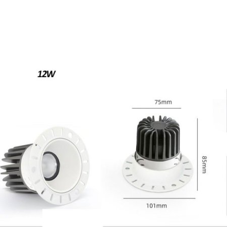 (image for) 12W HOTEL LIVING ROOM SPOTLIGHT COB ANTI-GLARE HIGH DISPLAY INDEX LED CEILING DOWNLIGHT FRAMELESS EMBEDDED SPOTLIGHT