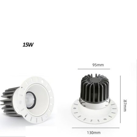 (image for) 15W HOTEL LIVING ROOM SPOTLIGHT COB ANTI-GLARE HIGH DISPLAY INDEX LED CEILING DOWNLIGHT FRAMELESS EMBEDDED SPOTLIGHT