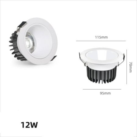 (image for) 12W SPOTLIGHT LED CEILING LIGHT EMBEDDED CREE HIGH DISPLAY BACKGROUND WALL HOTEL COB DOWNLIGHT ANTI-GLARE